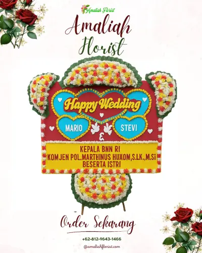 Karangan Papan Bunga Pernikahan di Klangenan